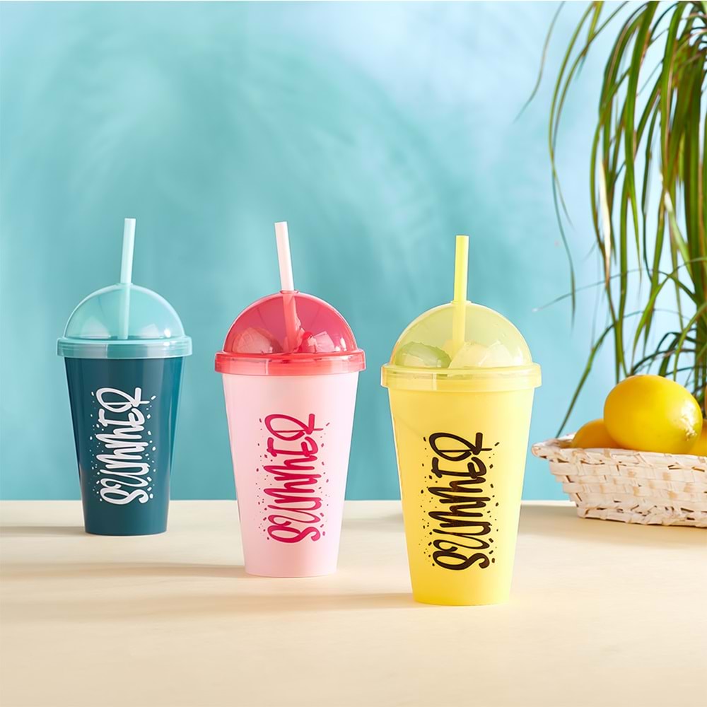 QLÜX L00850 SUMMER PİPETLİ BARDAK *12*24*