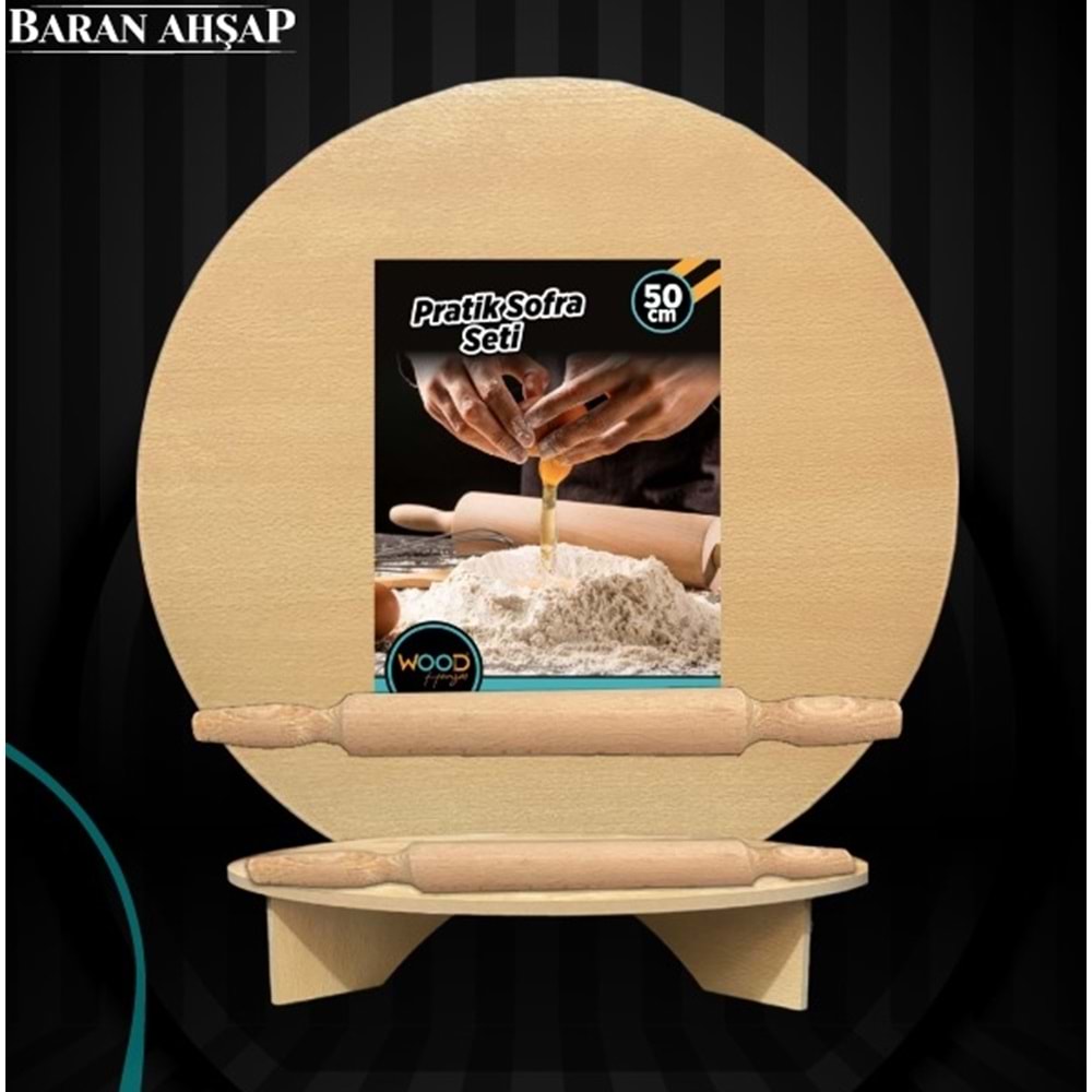 BARAN AHŞAP 3775 50 CM PRATİK SOFRA SETİ *8*