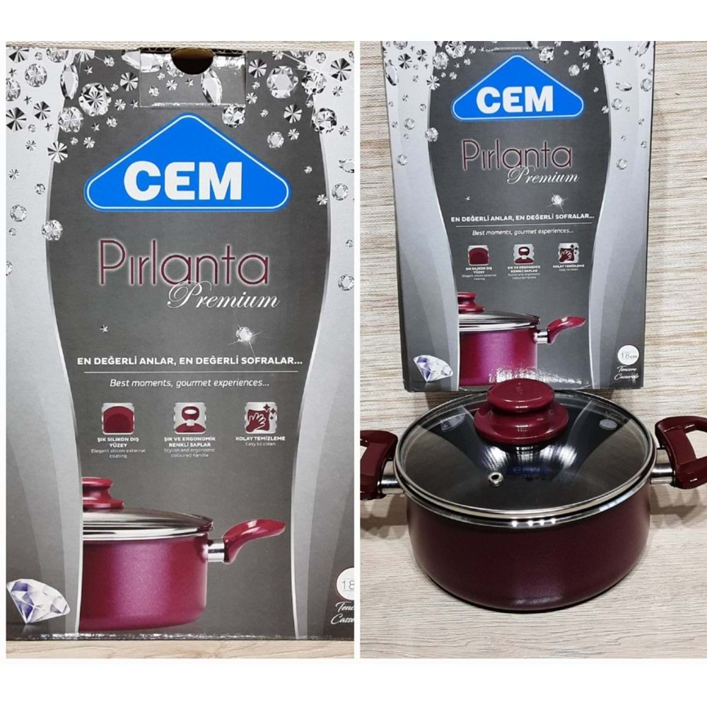 CEM PIRLANTA PREMİUM DERİN TENCERE 18 CM *6*