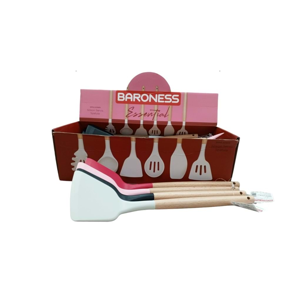 BARONESS 60889 AHŞAP SAPLI SLİKON SERVİS SPATULA *24*144*