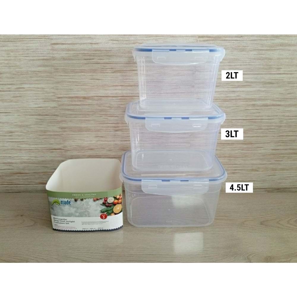 ASUDE ASD198 2-3-4,5 LT SIZDIRMAZ DERİN SAKLAMA KABI SET *12*
