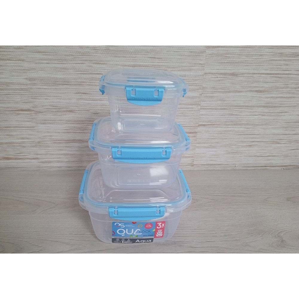 QS PLASTİK QS141 KARE SIZDIRMAZ 3 LÜ SET (500-900-1500ML) *12*