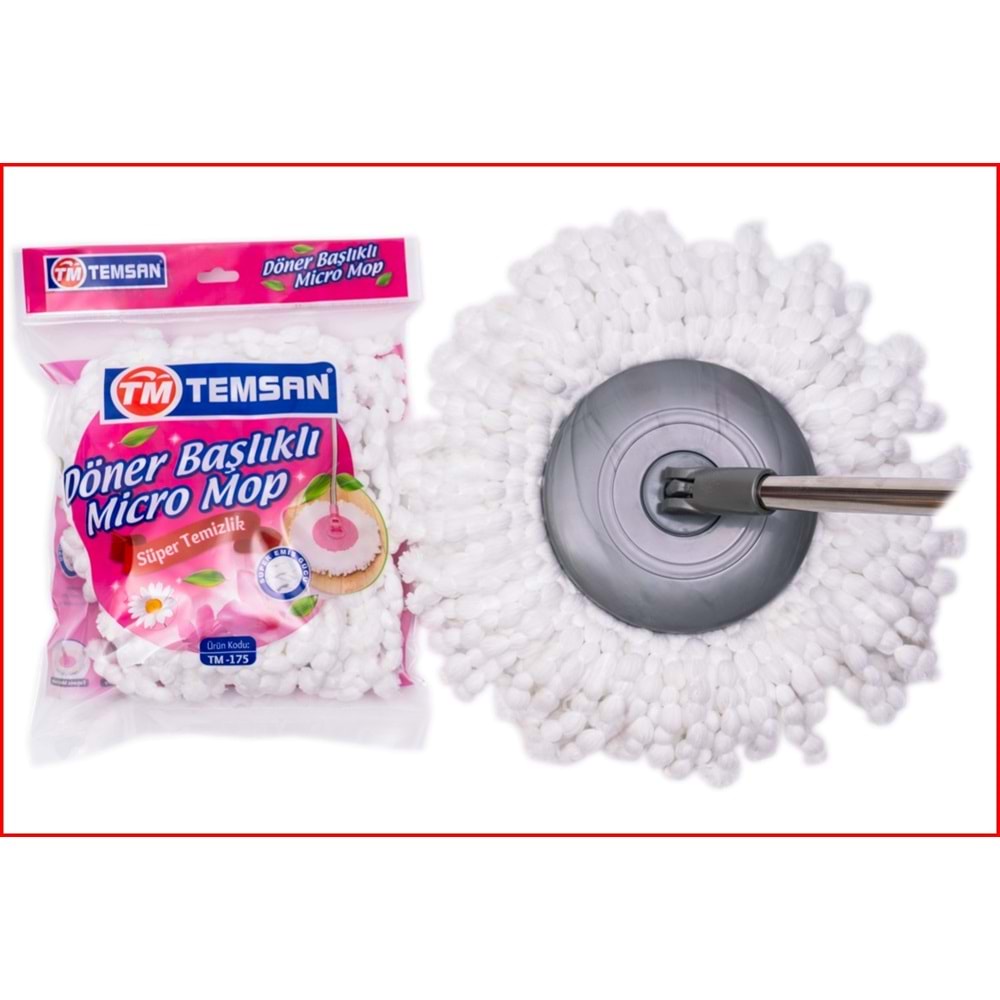 TEMSAN TM-175 DÖNER BAŞLIKLI MİKRO İPLİ LÜX MOP *60*