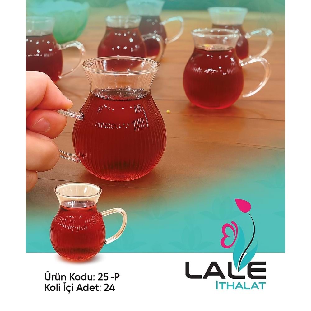LALE İTHALAT 25P 6 LI ÇİZGİLİ KEYFİ ALA BARDAK *24*