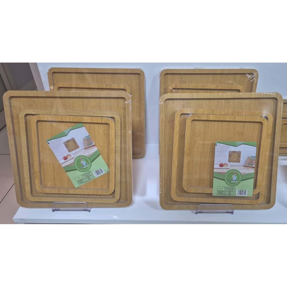 LALE İTHALAT 3O AHŞAP 3 LÜ KARE SUNUMLUK *24*