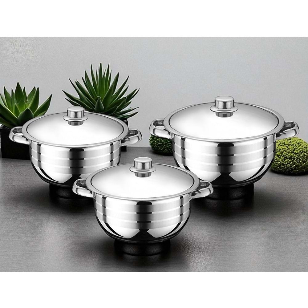 TOGO 429 MİDİL TENCERE SETİ BORU KULP (18-20-22CM) *4*