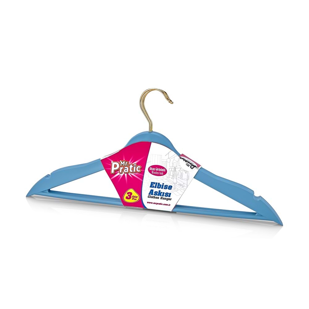 BUSE MR205 3 LÜ AHŞAP GÖRÜNÜMLÜ ELBİSE ASKISI *48*