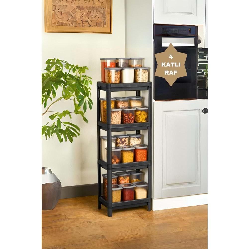 DEMPA DP-100 VESKEN DİKDÖRTGEN 4 KATLI SİYAH MODÜLER RAF *8*