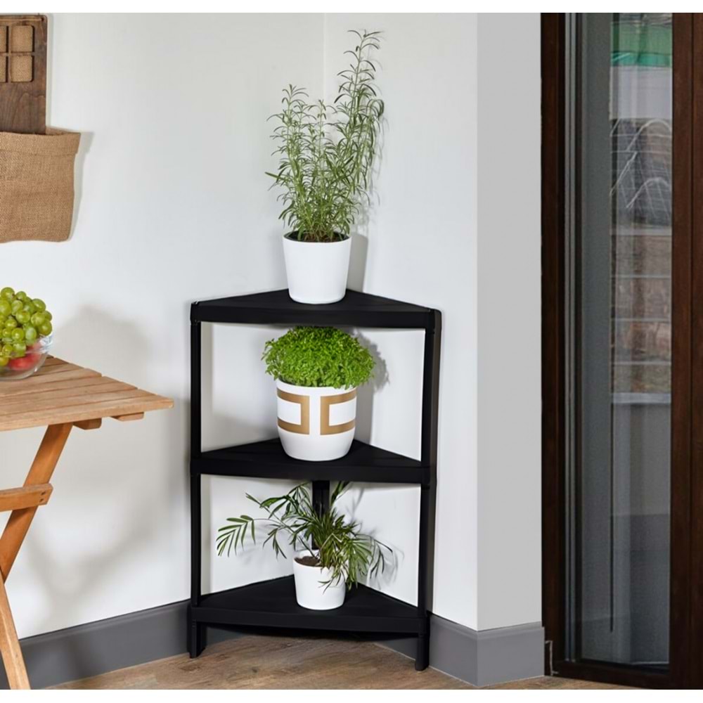 DEMPA DP-140 TREND ÜÇGEN 3 KATLI SİYAH MODÜLER RAF