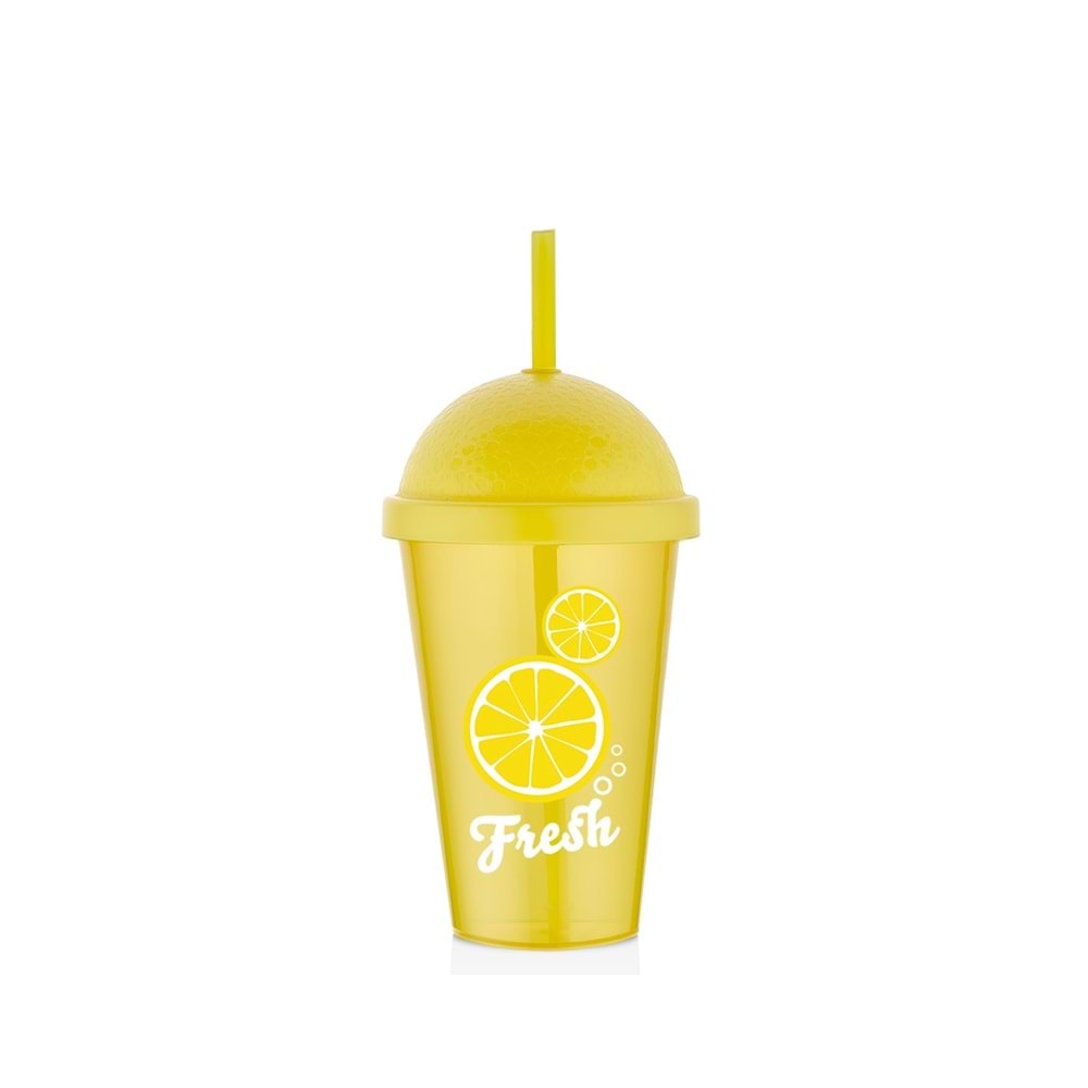 QLÜX L00898 FRESH PİPETLİ BARDAK LİMON 450ML *12*