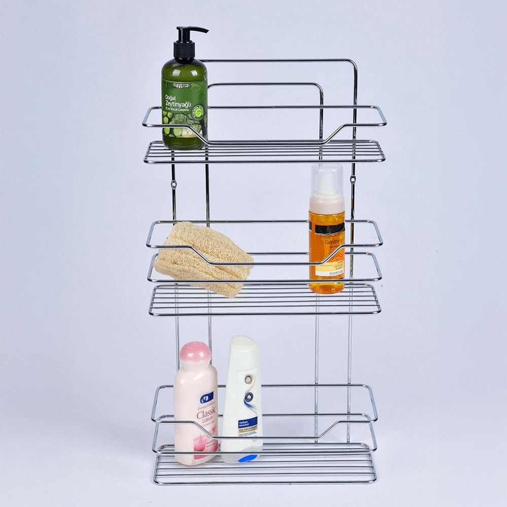 ECE METAL 40267 KROM KAPLAMA 3 RAFLI ŞAMPUANLIK *8*