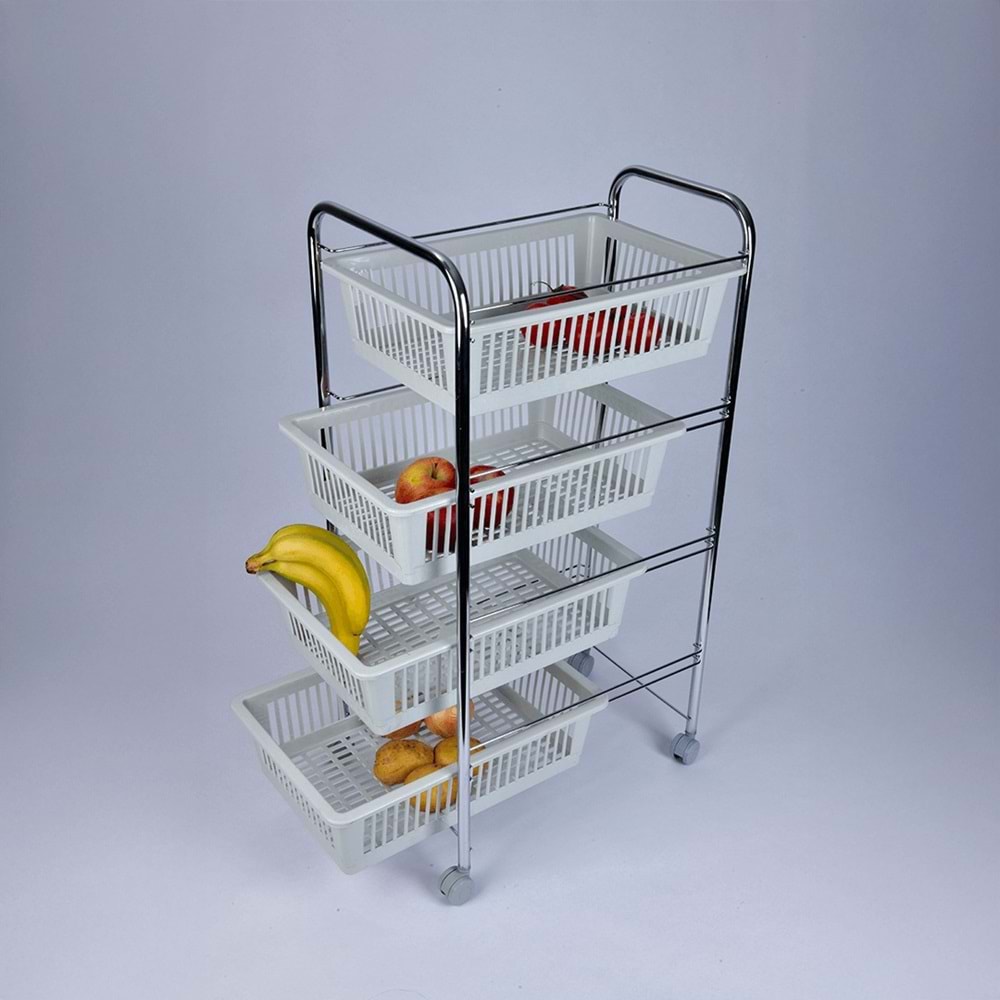 ECE METAL 40373 KROM KAPLAMA 4 RAFLI SEBZELİK *4*