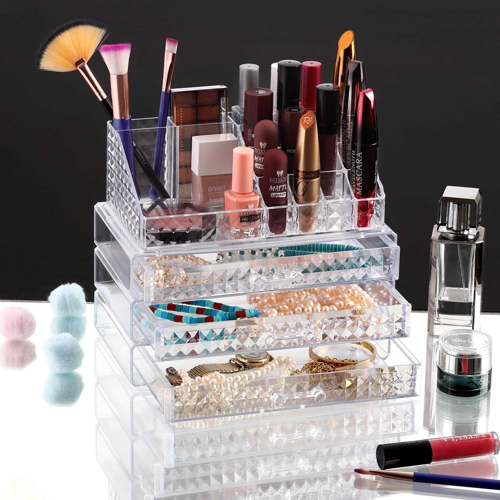 BLACKSTONE KRC023 DİAMOND ORGANZİERLİ 3 LÜ ÇEKMECELİ SET *6*