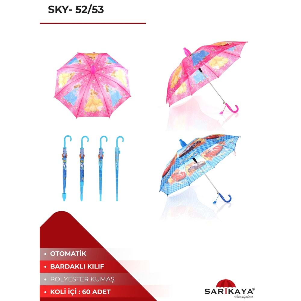 SARIKAYA SKY53 BARDAKLI ÇOCUK ŞEMSİYE *60*