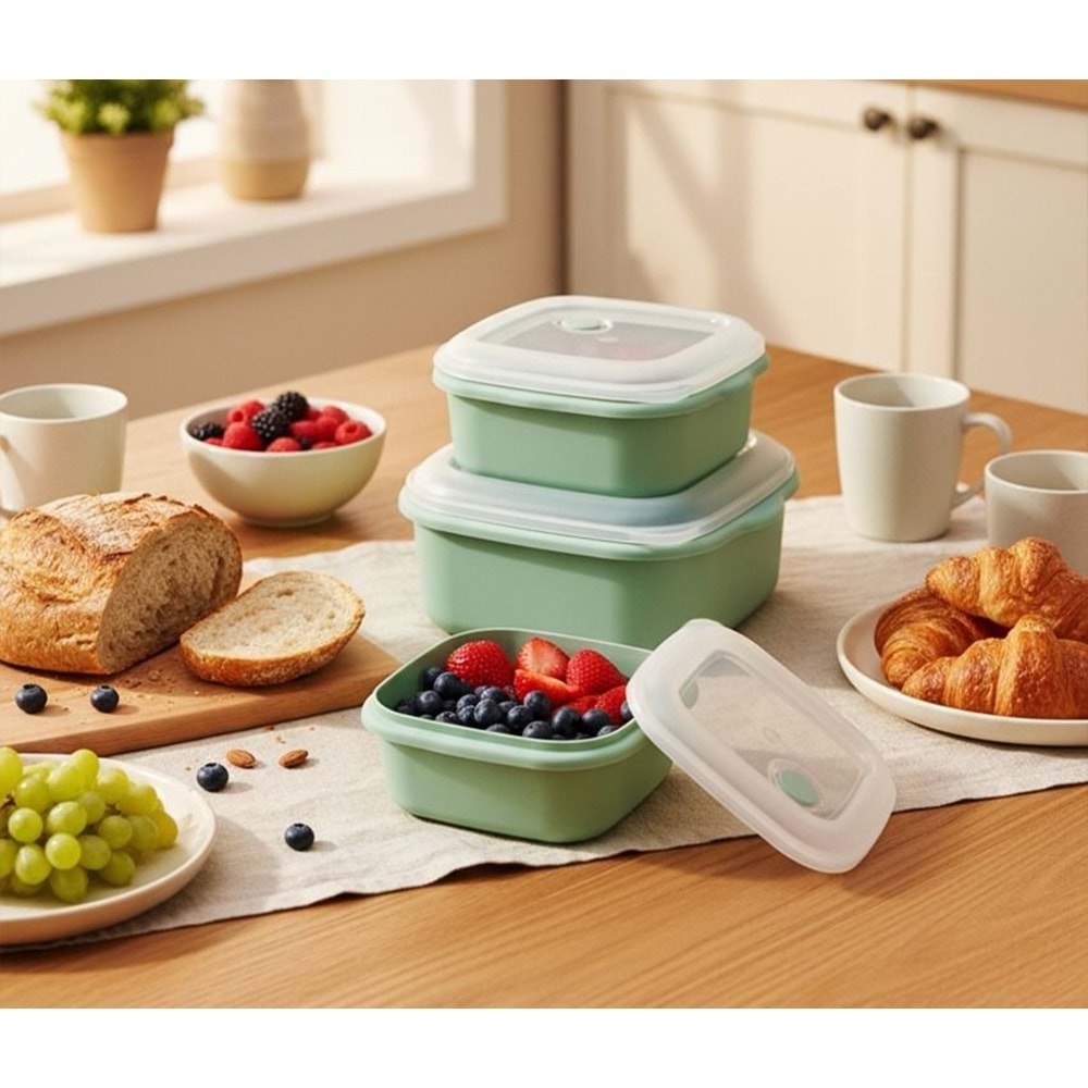 MOİ PLASTİK 1030 (M116) KARE MİKRODALGA 3 LÜ SET *24*