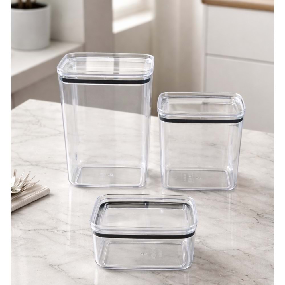 SOFTCHEFF 00598 (FS973) 3 LÜ DİKDÖRTGEN ERZAK KABI *24*