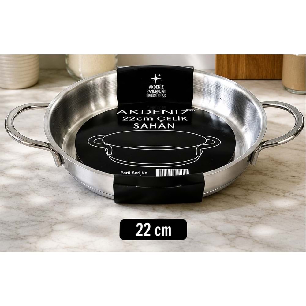 AKDENİZ SHN8 22 CM ELİT METAL KULP ÇELİK SAHAN *8*