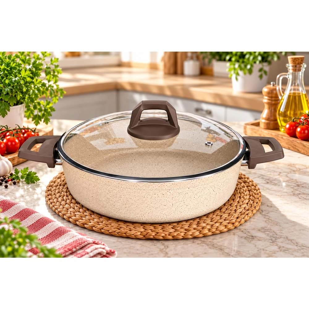 EMEL MUTFAK 30 CM TETRA BASIK TENCERE (BEJ) *6*