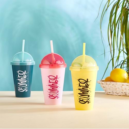 QLÜX L00850 SUMMER PİPETLİ BARDAK *12*24*