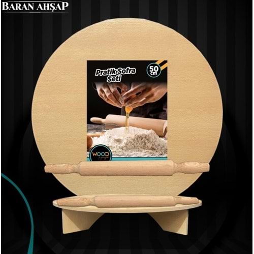 BARAN AHŞAP 3775 50 CM PRATİK SOFRA SETİ *8*