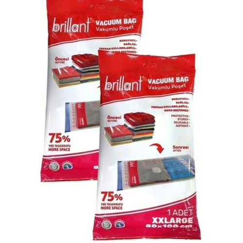 BRİLLANT 23703 VAKUM POŞET TEKLİ XXLARGE (80*100) *10*