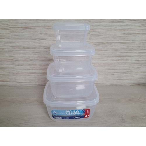 QS PLASTİK QS176 QUA CLEAR KARE 4 LÜ SET (500-900-1500-2400) *12