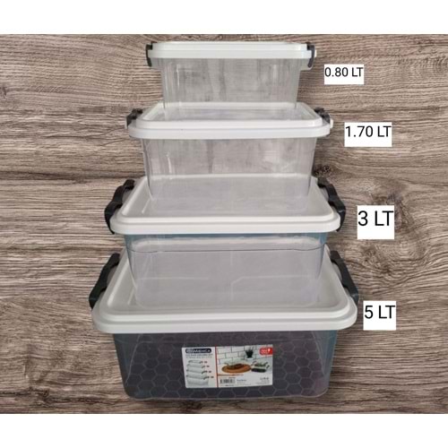 MERDEM MRD026 4 LÜ KİLER SAKLAMA (0,80LT+1,70LT+3LT+5LT)