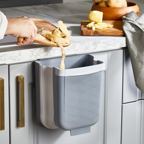 QLÜX L00869-2 KATLANABİLİR ÇÖP KOVASI - GRİ *8*