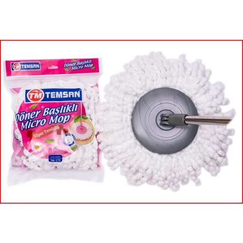 TEMSAN TM-175 DÖNER BAŞLIKLI MİKRO İPLİ LÜX MOP *60*