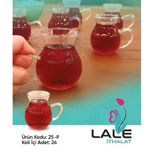 LALE İTHALAT 25P 6 LI ÇİZGİLİ KEYFİ ALA BARDAK *24*