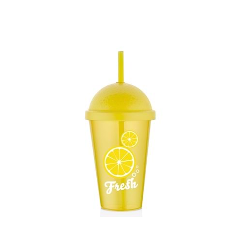 QLÜX L00898 FRESH PİPETLİ BARDAK LİMON 450ML *12*