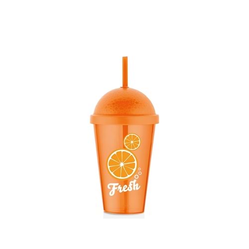 QLÜX L00899 FRESH PİPETLİ BARDAK PORTAKAL 450ML *12*