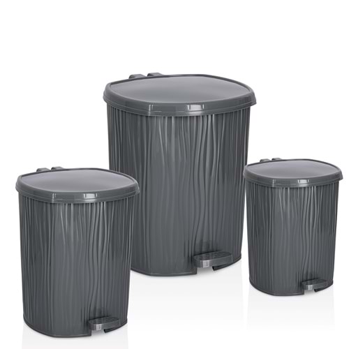 ÖZER DL004 DALGALI 3 LÜ PEDALLI ÇÖP SET *1*