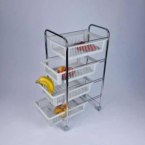 ECE METAL 40373 KROM KAPLAMA 4 RAFLI SEBZELİK *4*