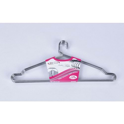 ECE METAL 40519 KROM KAPLAMA 4 MM ELBİSE ASKISI 6 LI *12*