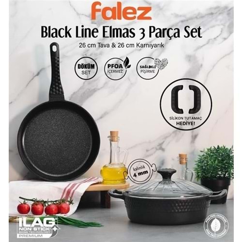 FALEZ BLACK LINE ELMAS 3 PARÇA DÖKÜM SET