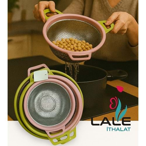 LALE İTHALAT 31H 24 CM RENKLİ KULPLU SÜZGEÇ *100*