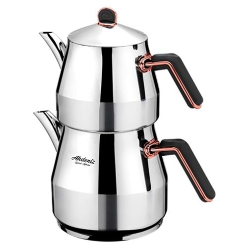AKDENİZ AKD523SB ELMAS JUMBO SİYAH BAKIR BAK.KULP ÇAYDANLIK*6