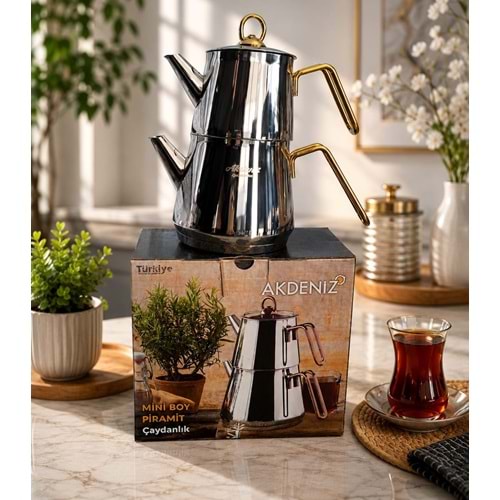 AKDENİZ AKD506A PİRAMİT ELİT MİNİ ALTIN KULP ÇAYDANLIK*10
