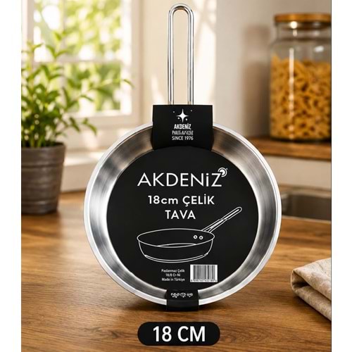 AKDENİZ AKD671 18 CM ELİT METAL KULP ÇELİK TAVA *8*