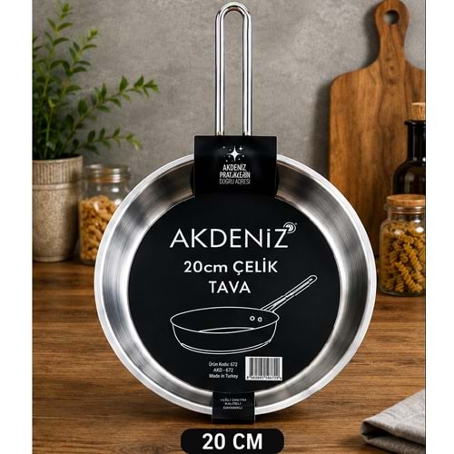 AKDENİZ AKD672 20 CM ELİT METAL KULP ÇELİK TAVA *8*