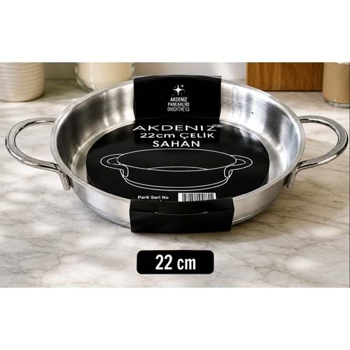 AKDENİZ SHN8 22 CM ELİT METAL KULP ÇELİK SAHAN *8*