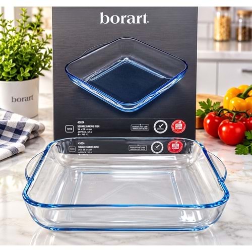 BORART 45024 ANTRASİT BÜYÜK SADE KARE TEPSİ *6*