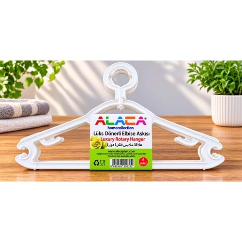 ALACA ST036 LÜX DÖNER BAŞLIKLI ELBİSE ASKISI 6 LI *20*