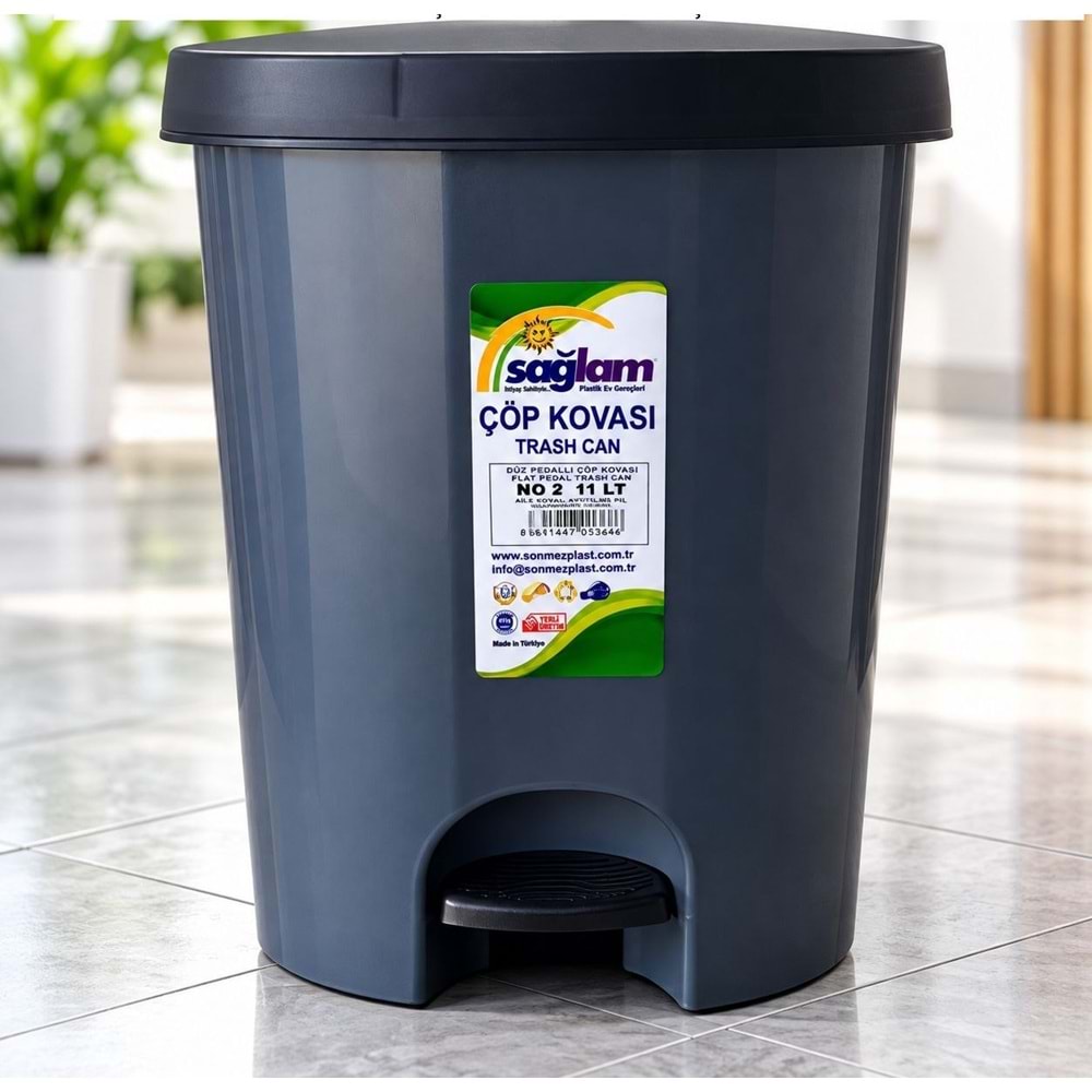 SAĞLAM 364 DÜZ PEDALLI ÇÖP KOVASI NO 2 (İÇ KOVALI) *12*