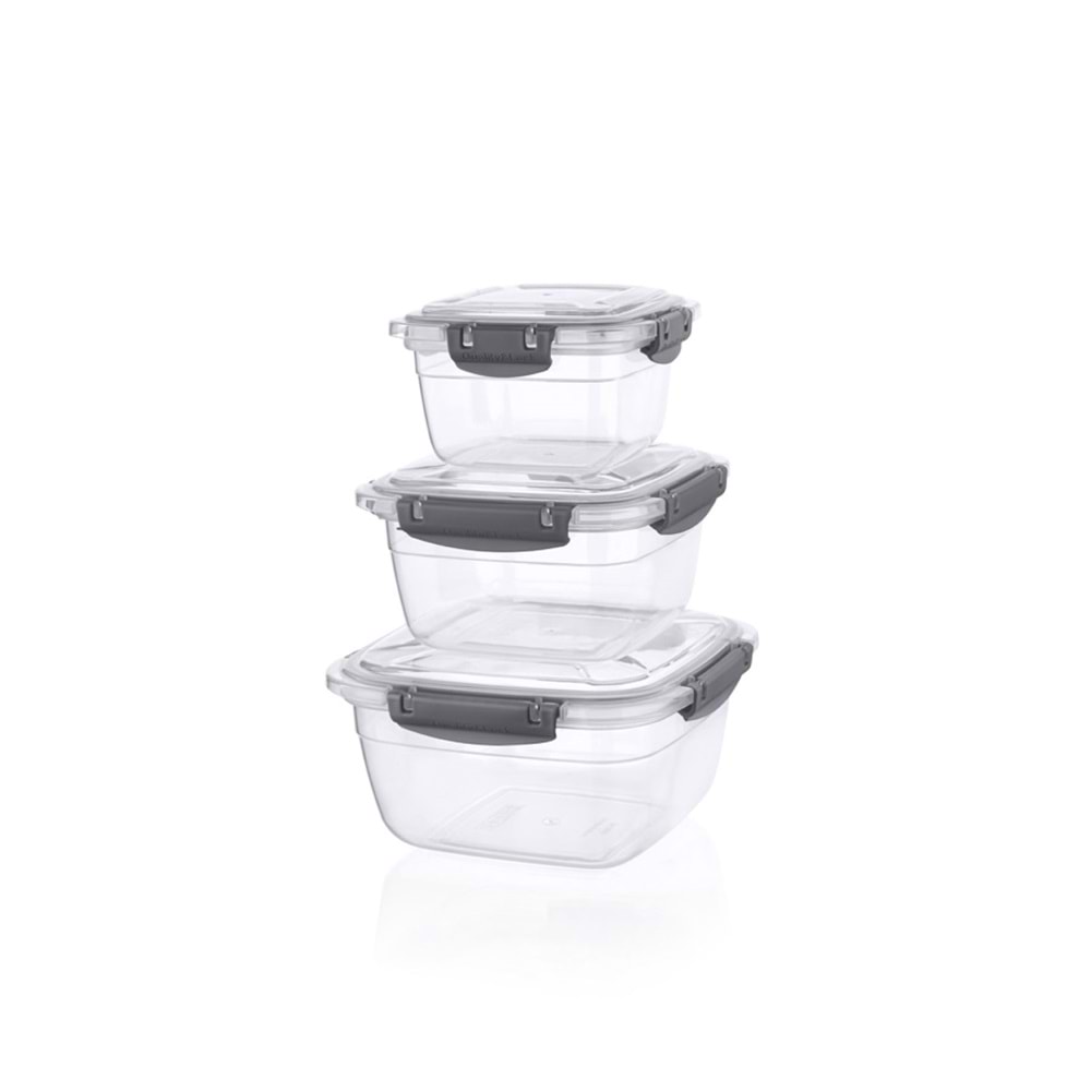 QS PLASTİK QS141 KARE SIZDIRMAZ 3 LÜ SET (500-900-1500ML) *12*