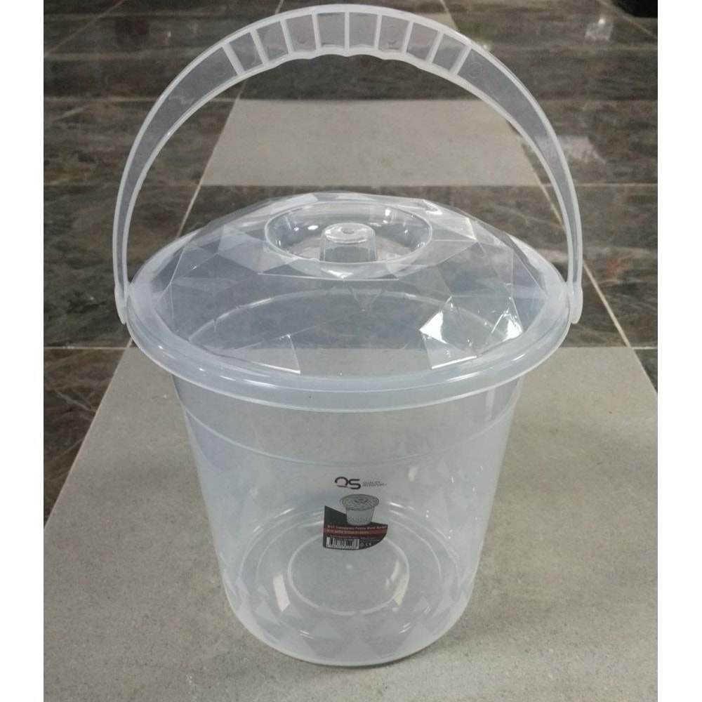 QS PLASTİK QS228 10 LT PRİZMA ŞEFFAF SU KOVASI *12*