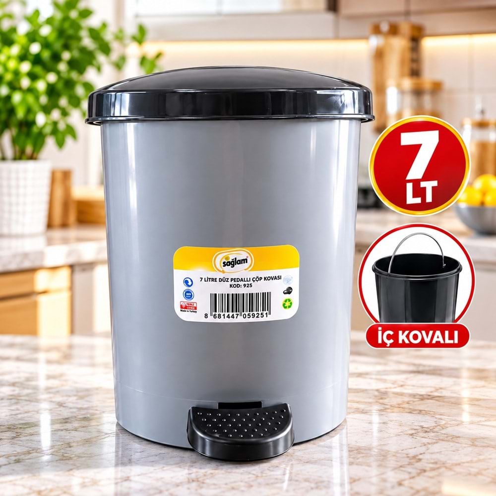 SAĞLAM 925 NO 1 DÜZ PEDALLI İÇ KOVALI ÇÖP 7 LT *12*
